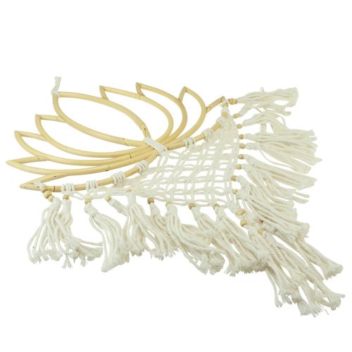 Artículo Decoración de pared macramé decoración de loto bambú crema natural 70cm