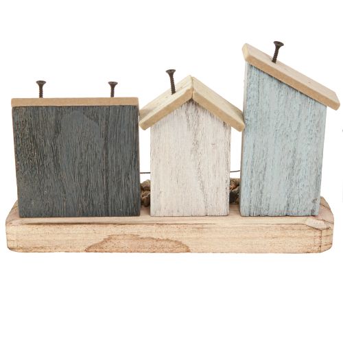 Artículo Casas decorativas marítimas pueblo pesquero de madera azul blanco 26×16×10cm