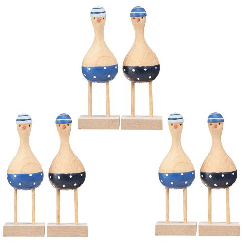 Artículo Gaviotas decorativas marítimas de madera azul azul oscuro Al.14cm 6 piezas