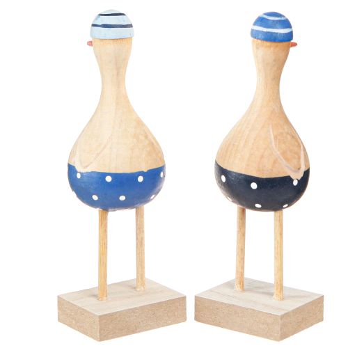 Artículo Gaviotas decorativas marítimas de madera azul azul oscuro Al.14cm 6 piezas