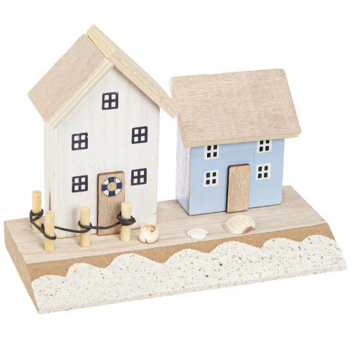 Decoración marítima casa de playa conchas azul natural H12cm 4 piezas