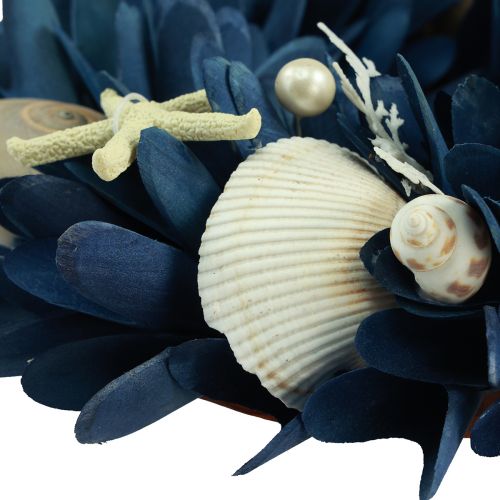 Floristik24 Corona decorativa marítima con conchas azules colores naturales Ø27cm