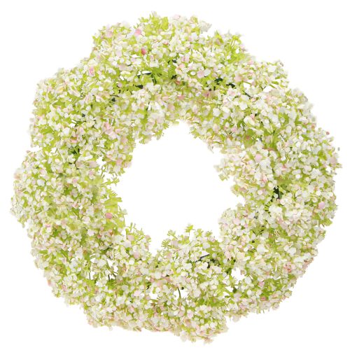 Corona de flores artificiales pequeña corona blanca rosa verde Ø25cm