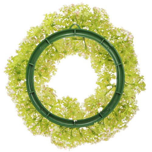 Artículo Corona de flores artificiales pequeña corona blanca rosa verde Ø25cm