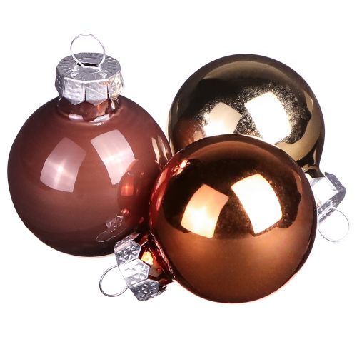 Floristik24 Mini bolas navideñas mix vidrio marrón dorado Ø3,5cm 22uds