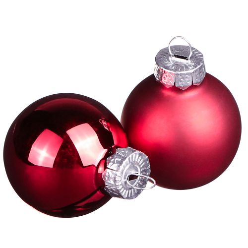 Mini bolas navideñas rojo vidrio mate brillo Ø3cm 22uds