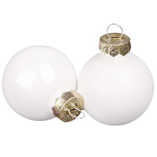 Mini bolas navideñas vidrio esmaltado blanco Ø3cm 22uds