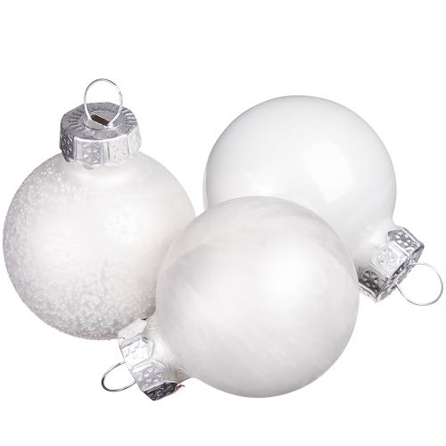 Mini bolas navideñas en blanco decoración invernal Ø3cm 22 piezas