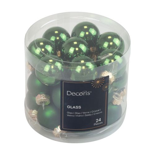 Artículo Mini bolas navideñas cristal verde brillo/mate Ø2,5cm 20 uds