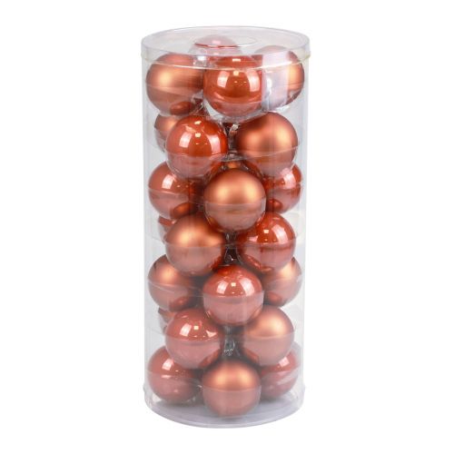 Artículo Mini bolas navideñas de cristal bolas de cristal rojo-marrón Ø4cm 24 piezas