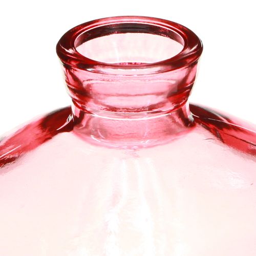 Artículo Mini jarrones de cristal bulbosos planos teñidos de rosa Ø9cm H6cm 6 uds