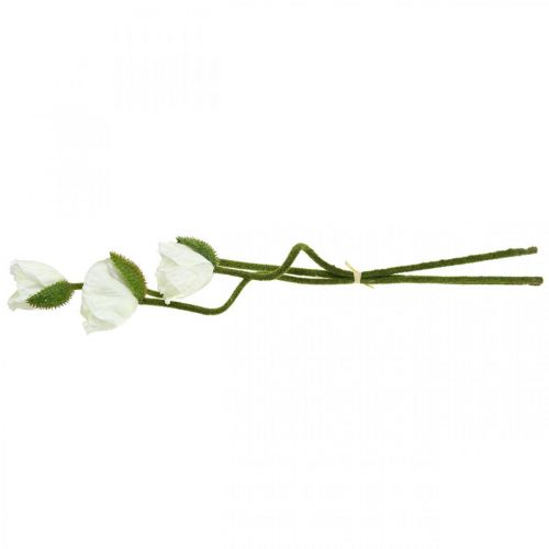 Artículo Flor artificial Amapola artificial Rosa blanca L55/60/70cm Juego de 3