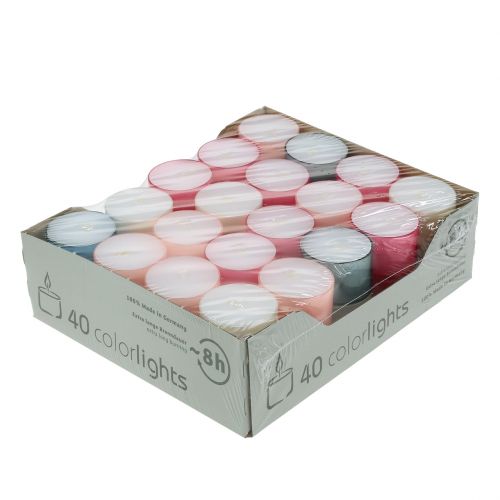 Artículo Colorlights velas de té pastel surtido 40 piezas