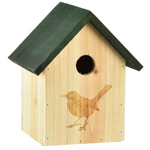Floristik24 Caja nido casita para pájaros herrerillos azules madera verde natural Al. 20,5 cm