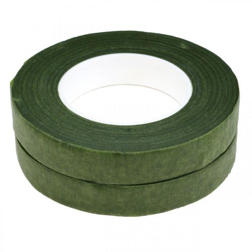 Artículo OASIS® Flower Tape, cinta floral autoadhesiva, verde musgo W13mm L27.5cm 2 piezas