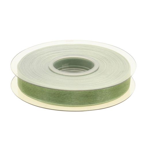 Artículo Cinta de organza cinta de regalo verde orillo verde lima 15mm 50m