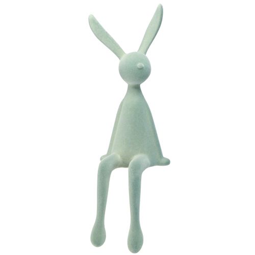 Floristik24 Taburete con borde de conejo de Pascua conejo sentado flocado gris verde 56cm