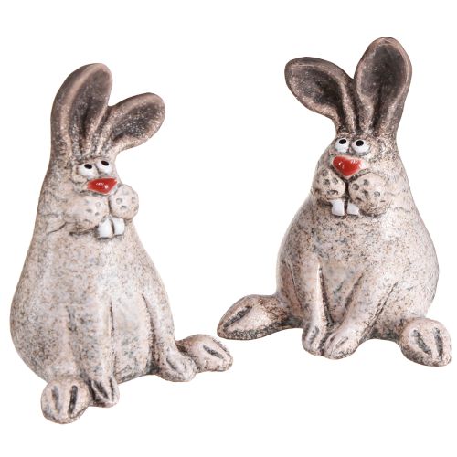 Conejito de Pascua Cerámica Divertido Conejo Decorativo Marrón H7cm 6 piezas