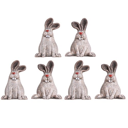 Artículo Conejito de Pascua Cerámica Divertido Conejo Decorativo Marrón H7cm 6 piezas