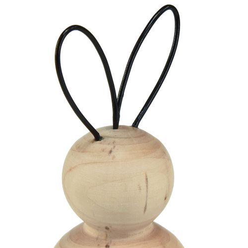 Artículo Conejitos de Pascua madera metal negro natural Al. 10,5 cm 6 piezas