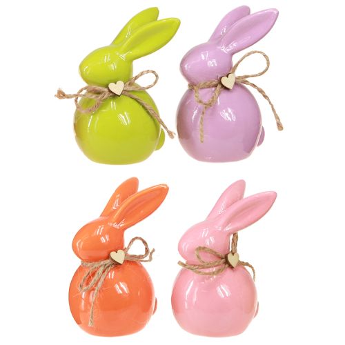 Conejitos de Pascua conejitos decorativos de cerámica coloridos 5,5×6×9,5cm 4 piezas