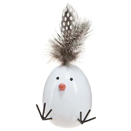 Artículo Pollito de Pascua Pollito Huevo de Pascua Plumas Blanco Natural H9cm 4 piezas