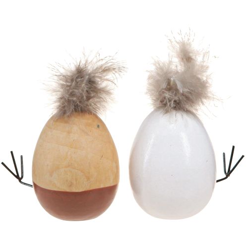 Artículo Pollito de Pascua Pollito Huevo de Pascua Plumas Blanco Natural H9cm 4 piezas