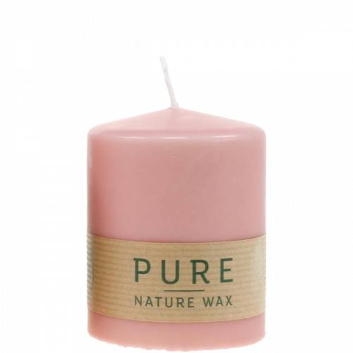 Artículo Vela de pilar PURE 90/70 vela de cera natural rosa decoración de velas sostenible