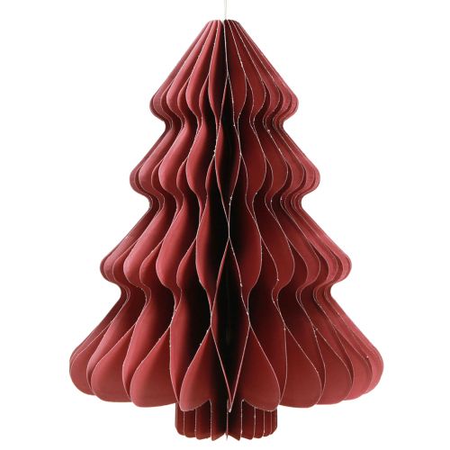 Artículo Árbol de Navidad de papel para colgar Burdeos Al.40cm 2uds