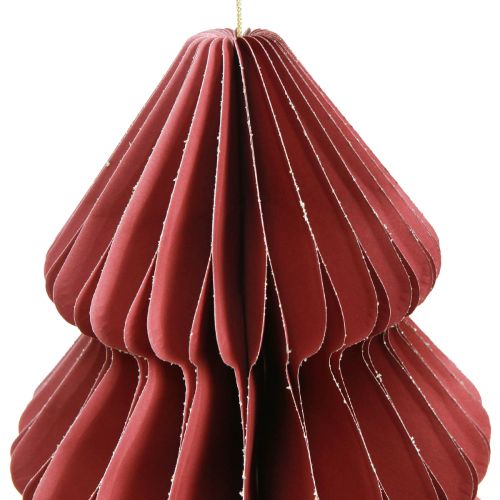 Artículo Árbol de Navidad de papel para colgar Burdeos Al.40cm 2uds