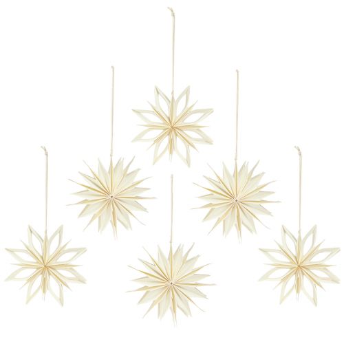 Artículo Estrellas de papel adornos para árboles estrellas oro blanco Ø15cm 6 piezas