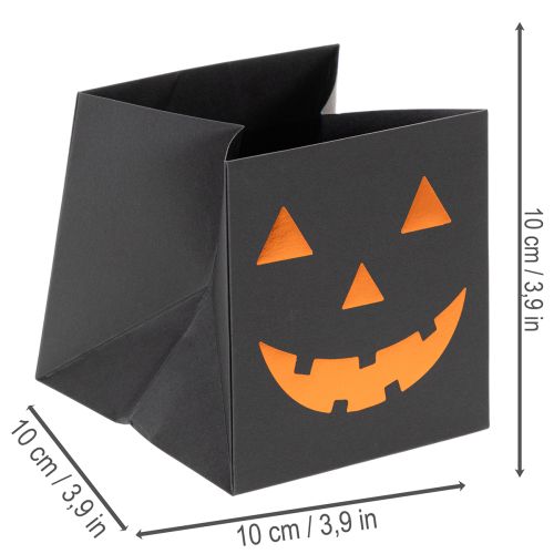 Artículo Maceta decorativa de Halloween con forma de cara de calabaza hecha con bolsas de papel, 10 cm, 6 unidades