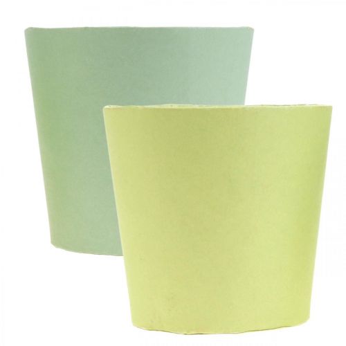 Artículo Macetero de papel, macetero, maceta para plantar azul/verde Ø13cm H12.5cm 4pcs