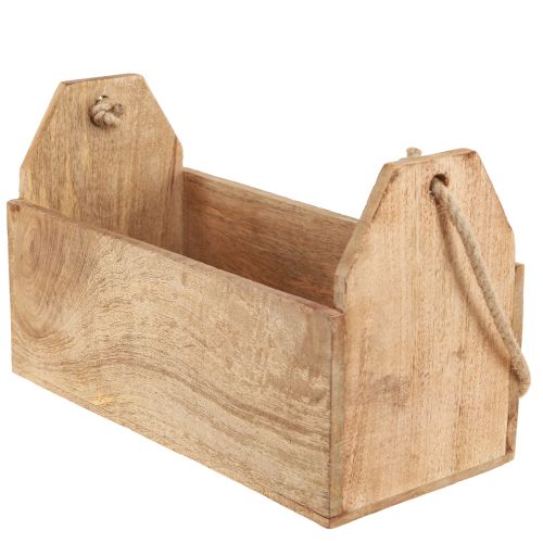 Artículo Jardinera madera natural yute con asa 35x16x21,5cm