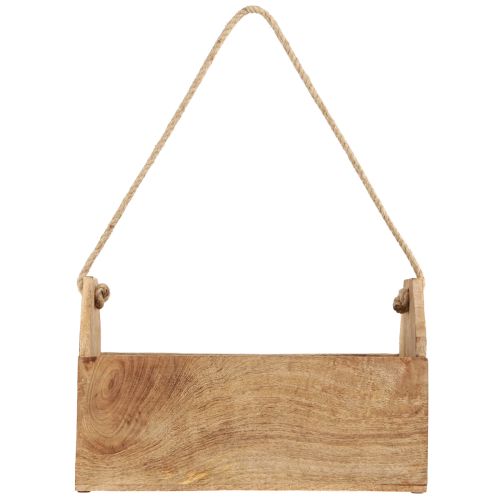 Artículo Jardinera madera natural yute con asa 35x16x21,5cm