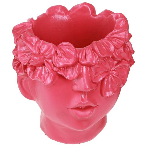 Macetero busto de poliresina con cabeza de planta rosa 13,5×13×15cm