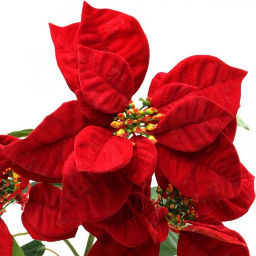  Flor de nochebuena artificial tallo rojo 3 flores 85cm -  comprar barato en línea