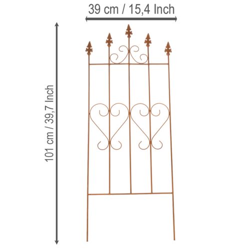 Artículo Enrejado con motivo de corazón Soporte para plantas trepadoras de estilo romántico para caminos de jardín o terrazas, 101 cm