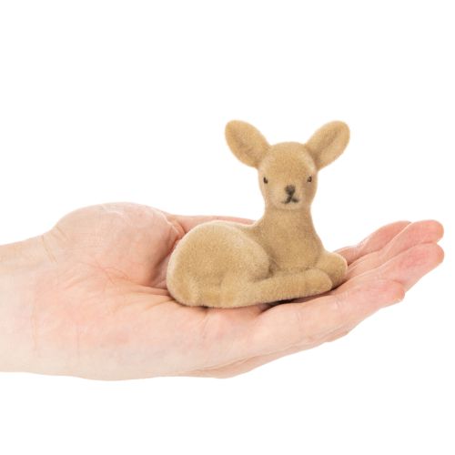 Artículo Figura decorativa de cervatillo reclinado para decoración de mesa, 8 cm, 6 piezas