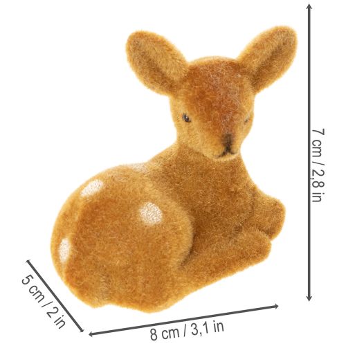 Artículo Figura decorativa de cervatillo reclinado para decoración de mesa, 8 cm, 6 piezas