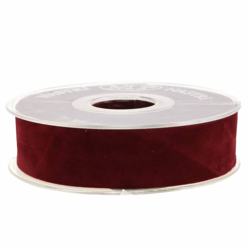 Artículo Cinta de terciopelo rojo burdeos 25mm 7m