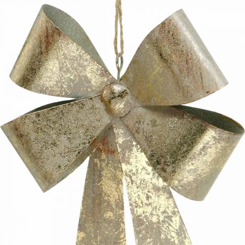 Artículo Lazo para colgar, adornos para árboles de Navidad, adornos de metal dorado, aspecto antiguo Al 23 cm An 16 cm