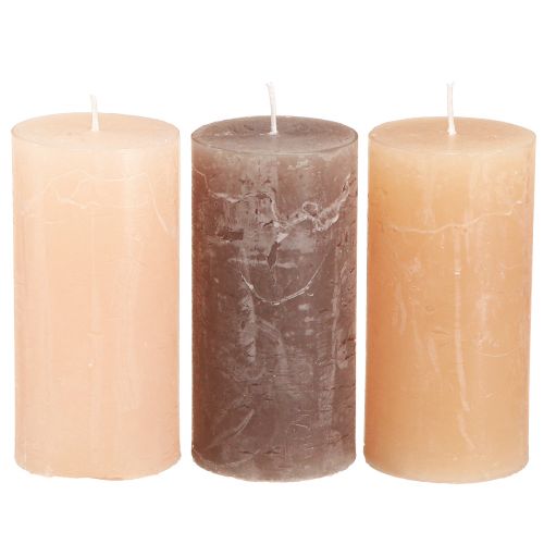 Velas de pilar estrechas marrón 3 colores 50x100mm 12uds