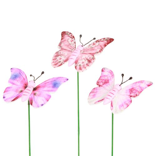 Tapón decorativo mariposa madera rosa rosa 8x5,5cm 18 piezas