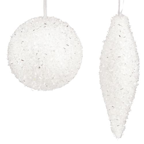 Decoración de nieve Adornos navideños bolas conos Ø4/8cm 18 piezas