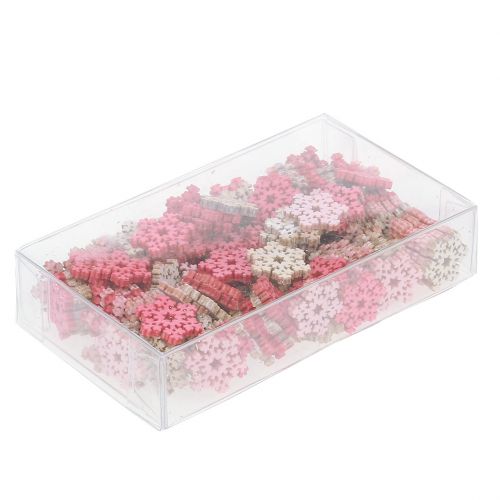 Artículo Mezcla de copos de nieve rosa, rosa, natural Ø2cm 144 piezas