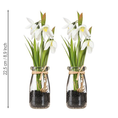 Artículo Campanillas de invierno artificiales en cristal flores artificiales blancas 22,5cm 2uds