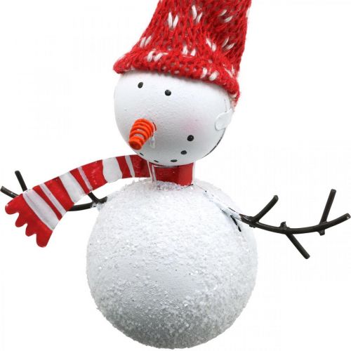 Artículo Muñeco de nieve decorativo para árbol de Navidad para colgar de metal 8,5/13cm 4 piezas