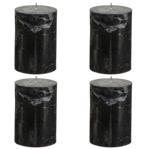 Artículo Velas negras velas de pilar color liso 70x100mm 4 piezas