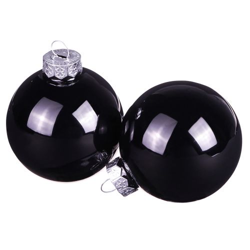 Artículo Bolas de Navidad negras bolas de árbol de cristal Ø6cm 24 piezas